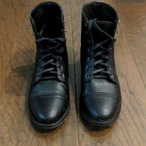 Thursday Black Leather Captain boots.